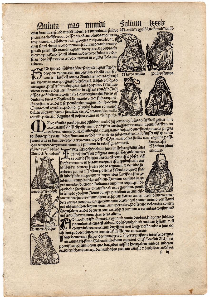 100%新品低価1497年 シェーデル ニュルンベルク年代記 ラテン語版 木版画 インキュナブラ レピドゥス パクウィウス ヨハネス 木版画